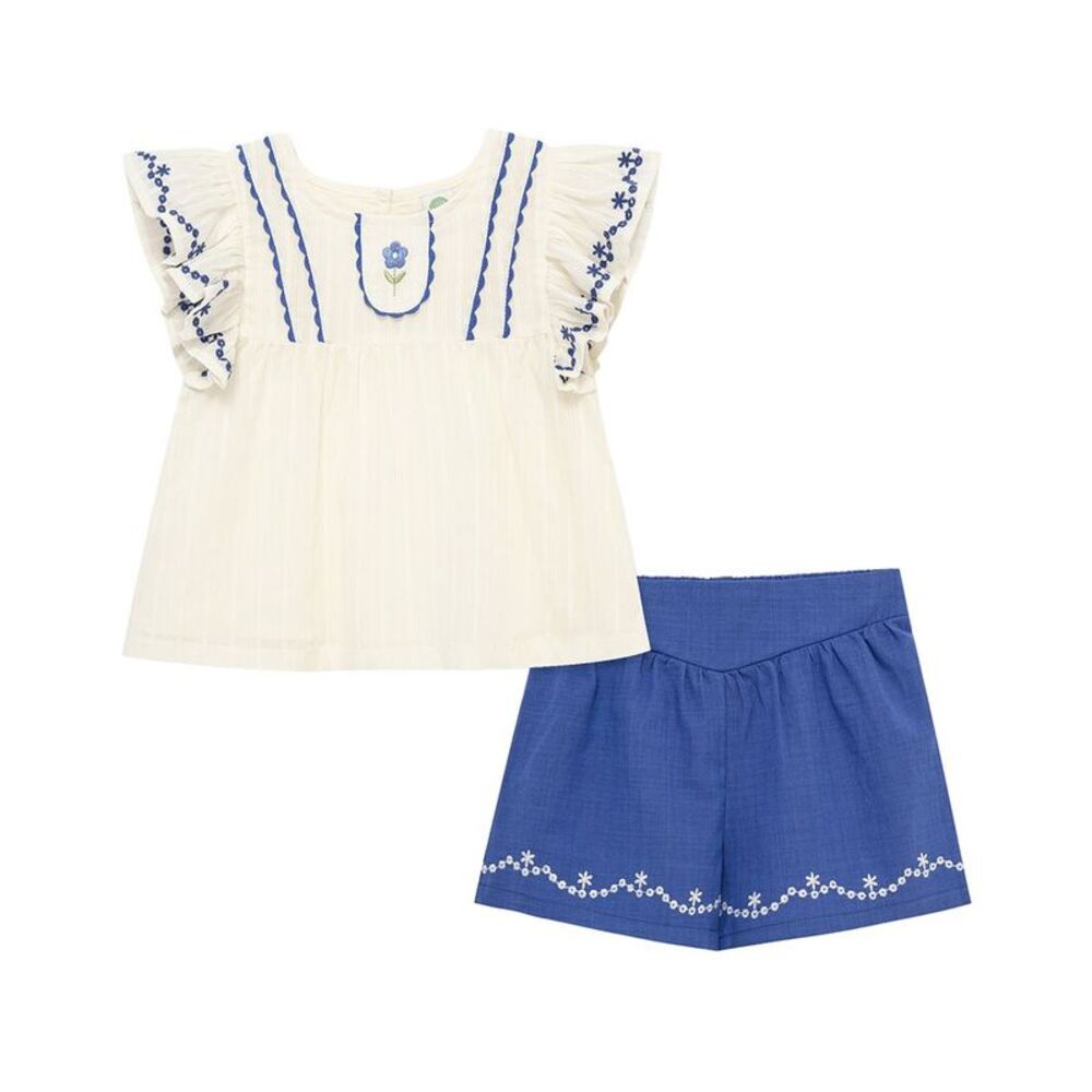 Little Me Blue Floral Woven Play Set